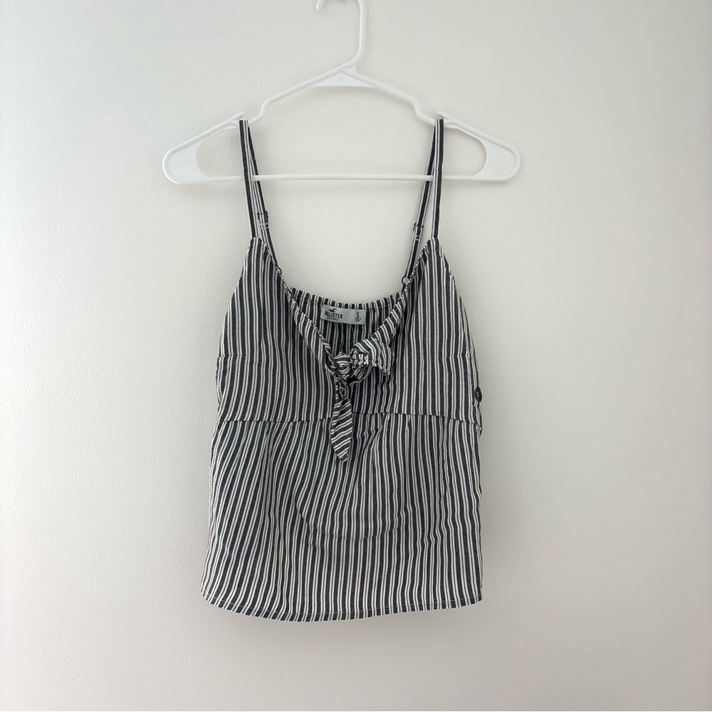hollister striped peplum tank with tie front